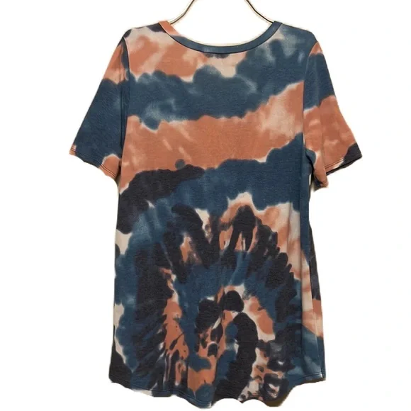 BIBI, V-Neckline, Short Sleeves, Uneven Hem Top, Multi Colors, L/XL - Picture 2 of 4